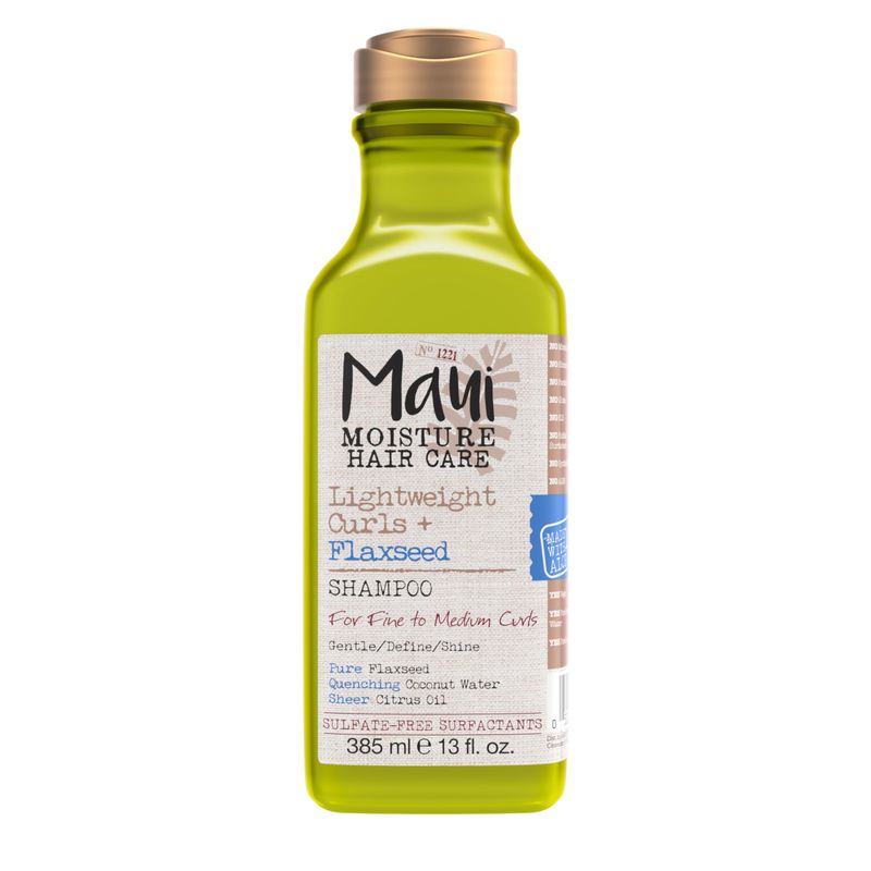 Maui Moisture Lightweight Curls  Flaxseed Shampoo, Paraben Free, Silicone Free, 13 Fl Oz,Green