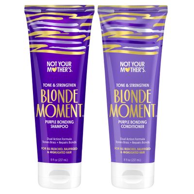 Not Your Mother&#39;s Blonde Moment Purple Shampoo and Conditioner (2-Pack) - 8 fl oz - Ideal for Blonde, Highlighted Brunette, Silver Hair - Helps with Bonding, Anti-Brass Toning, Repair, and Hydration