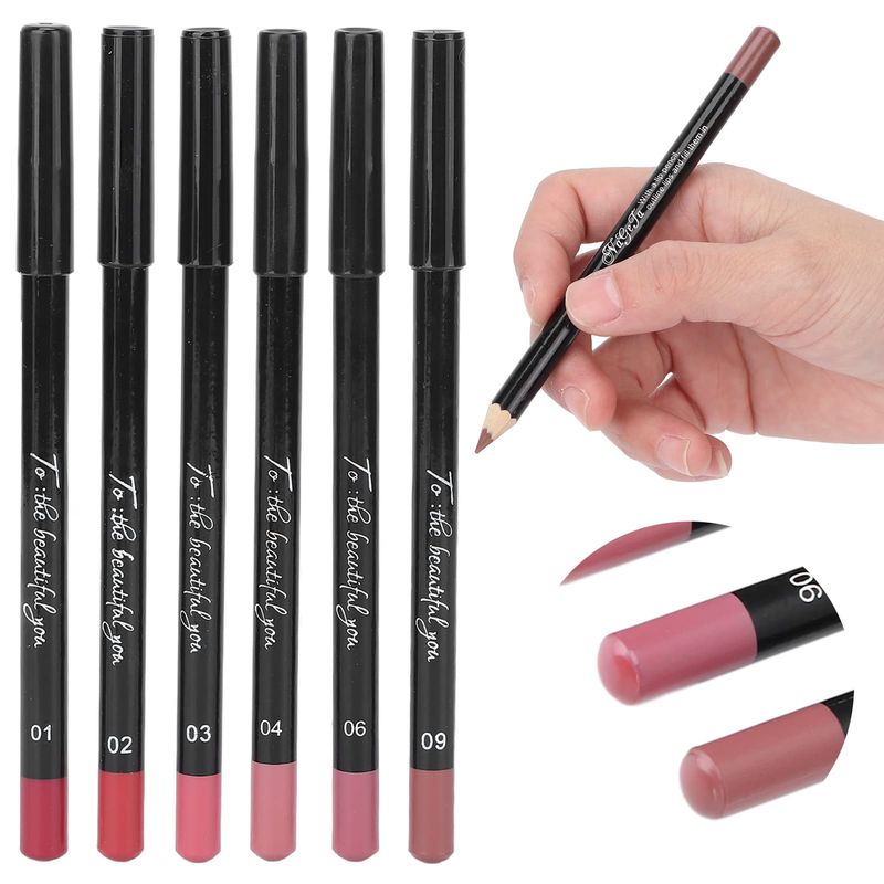 ANGGREK Lip Liner,Lip Pencil Lip Liner Long Lasting 6pcs Lip Liner Professional Matte Long Lasting Lip Pencil Pigmented Cosmetics(set 02)