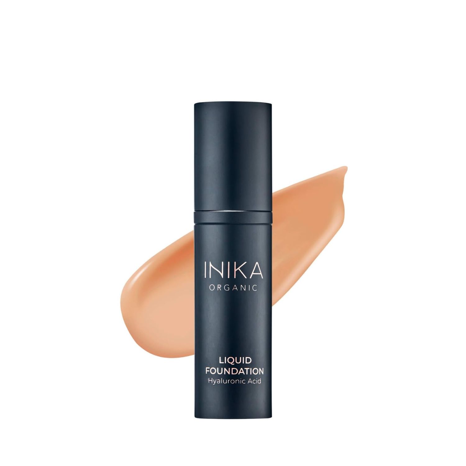 INIKA Organic Full Coverage Liquid Foundation Makeup with Hyaluronic Acid and Argan Oil, Vegan and Organic Foundation for Skin Elasticity and Plumpness, Natural Coverage, Beige, 30ml