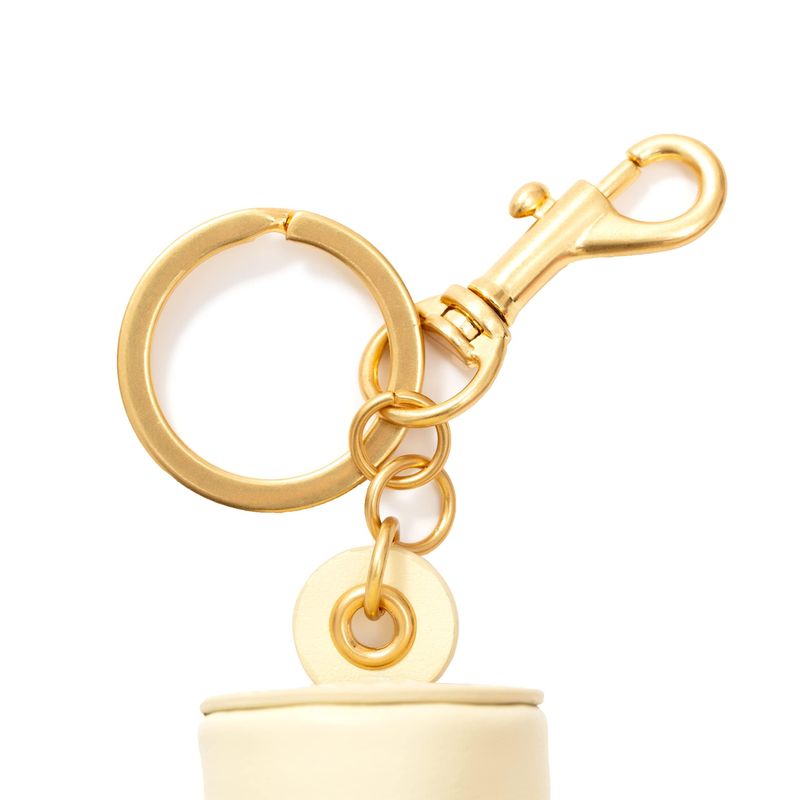 Cockatoo Nappa Leaeher Zipper Lipstick Case with Keychain Chapstick Holder Keyring (LEMON BUTTER)