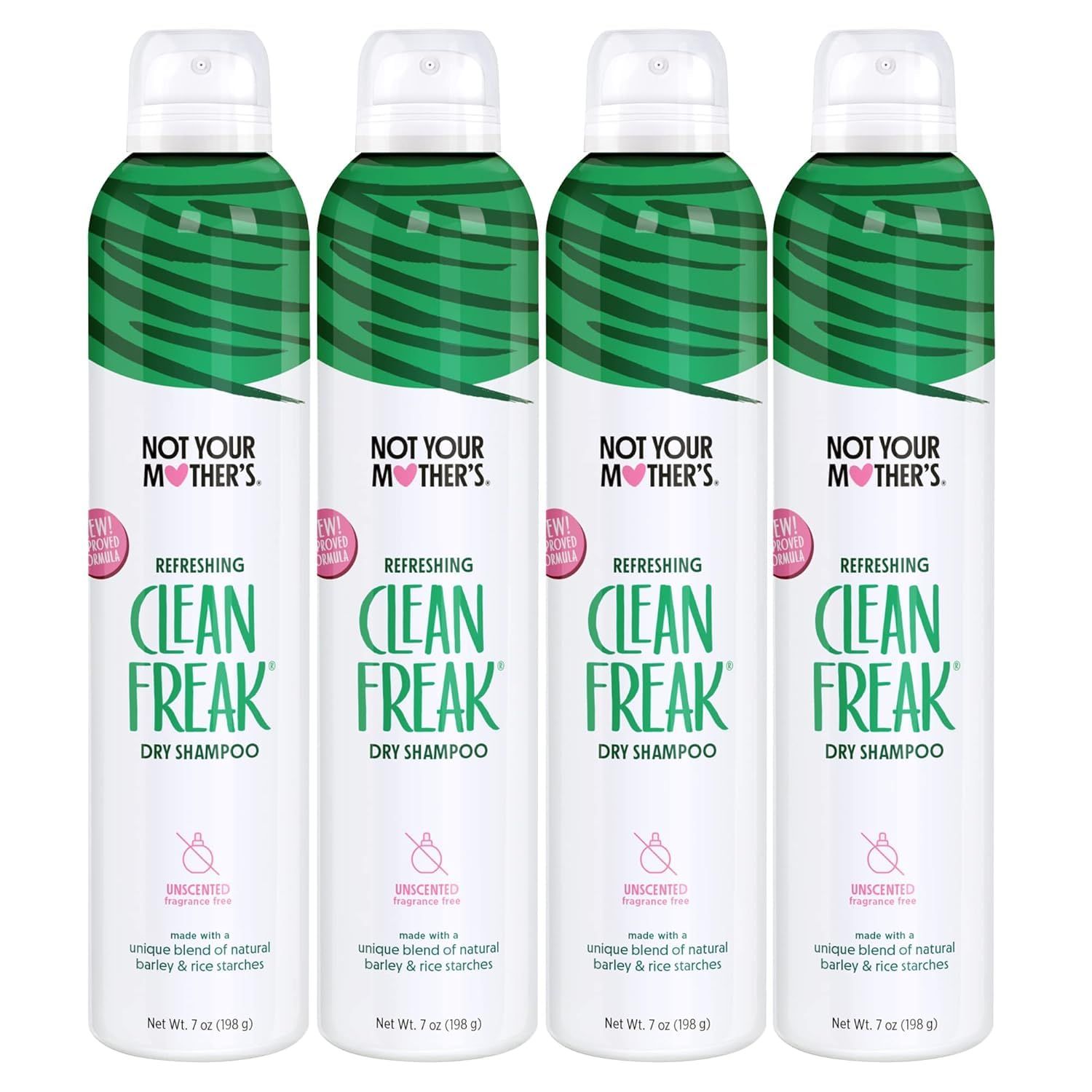 Not Your Mother's Clean Freak Unscented Dry Shampoo- Refreshing Dry Shampoo - Instantly Absorbs Oil and Odor for Refreshed Hair (7 Ounce (Pack of 4))