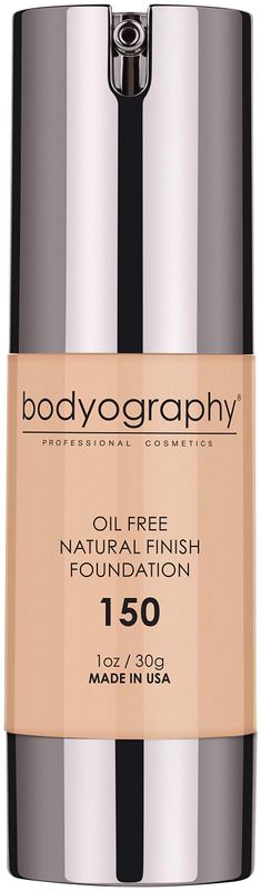BODYOGRAPHY - NATURAL FINISH Foundation (Light Medium #150) Oil-Free Anti-Aging Salon Natural Finish w Vitamin E, C, Antioxidants | Vegan, Gluten-Free, Paraben-Free