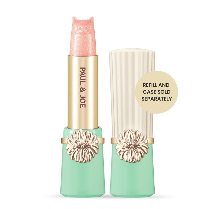 Paul &amp; Joe Pearl Lipstick Refill Only, Case Sold Separately, Cat-Shaped Glossy Light Pink Lipstick, Moisturizing Lip Care with Shea Butter and Jojoba Oil, 402 Pearl Lipstick, 0.10 oz