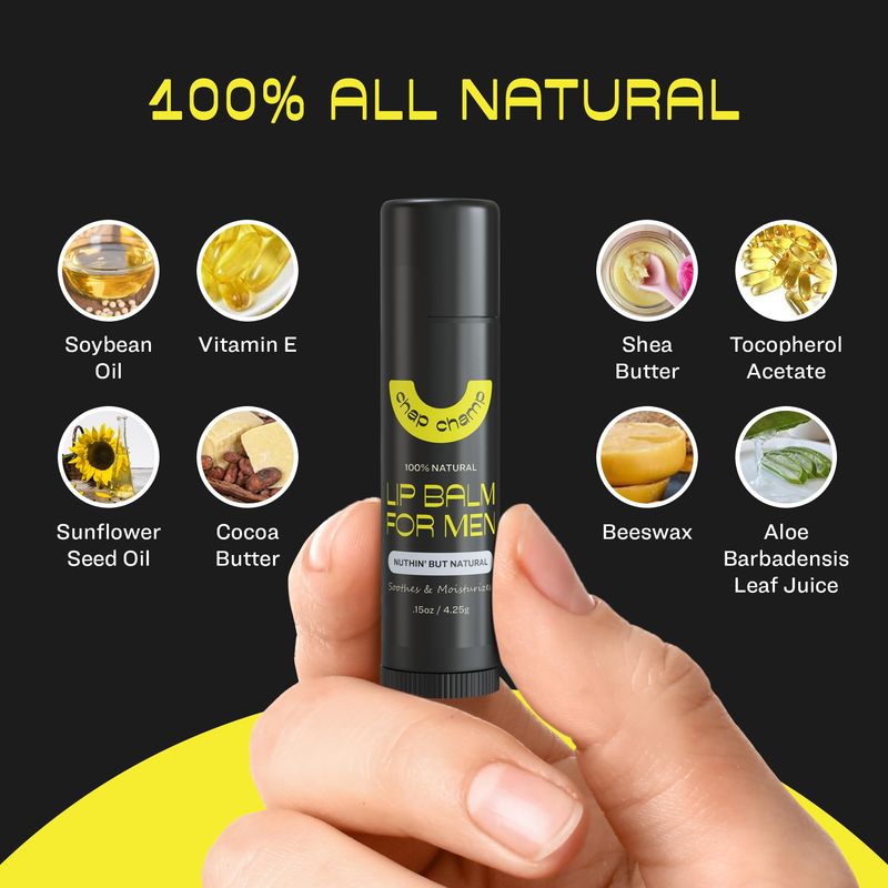 Lip Balm for Men - All Natural Mens Chapstick - Mens Lip Balm - Contains Vitamin E and Beeswax - Chapstick for Men - Peppermint, Coconut &amp; Vanilla Lip Balm - Lip Balm Men (6 pack)
