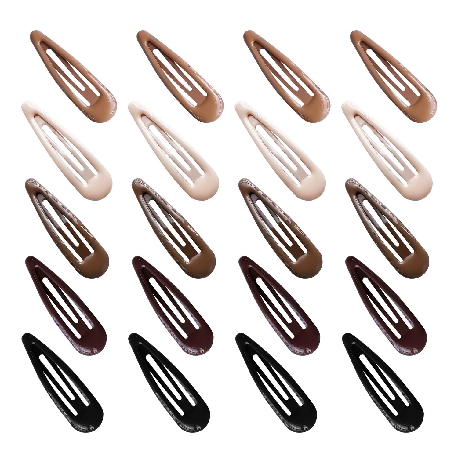 Cptots 20 PCS Metal Snap Hair Clips Water Drop No Slip Hair Barrettes for Women Small Hair Clips For Thick And Thin Fine Hair,Black Beige Gradient Brown,1.97 x 0.5 In.
