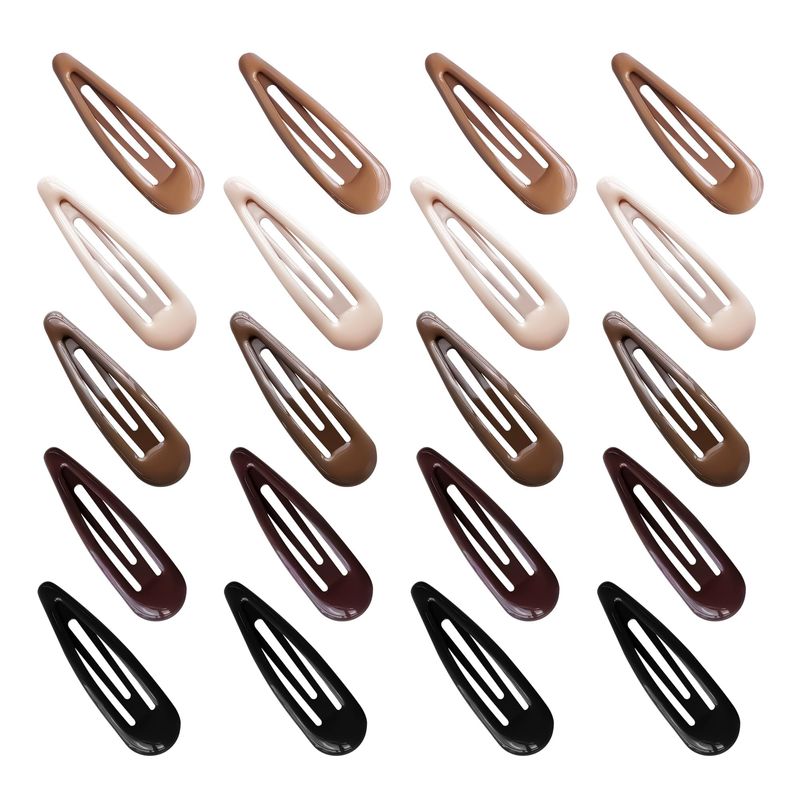 Cptots 20 PCS Metal Snap Hair Clips Water Drop No Slip Hair Barrettes for Women Small Hair Clips For Thick And Thin Fine Hair,Black Beige Gradient Brown,1.97 x 0.5 In.