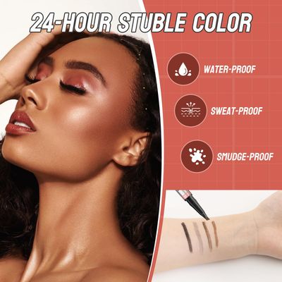Microblading Eyebrow Pencil,QIC Eyebrow 4 Tip Brow Pencil,Waterproof 2-in-1 Brow Pen and Sealing Brow Gel Contouring Pen for Natural Looking Eyebrows(Dark Brown)