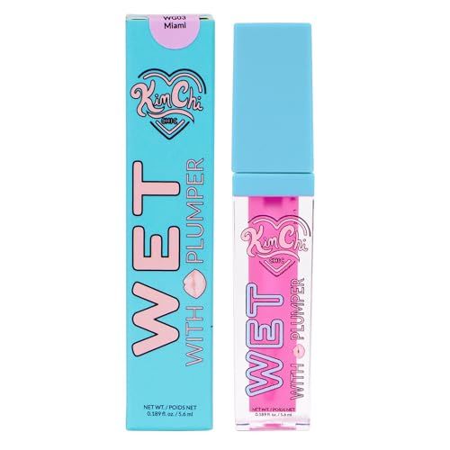 Kimchi Chic Beauty High Shine Wet Gloss Lip Plumping Lip Gloss, High Shine, Non-Sticky, Super Lightweight and Vegan Lip Gloss, Translucent Hot Pink, 03 Miami, 5.6ml