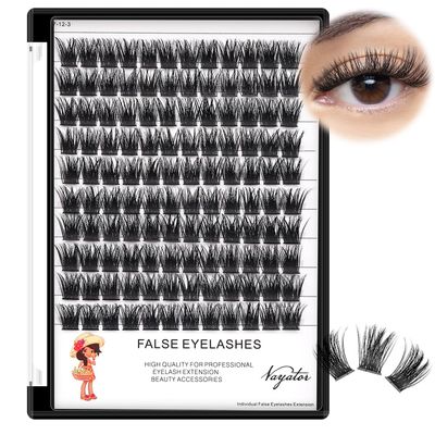 Vayator Single Size False Eyelashes DD Curl 8mm10mm12mm14mm16mm18mm20mm To Choose Professional Makeup Cluster Grafting False Eyelashes Individual Extension (DD Curl-12mm)