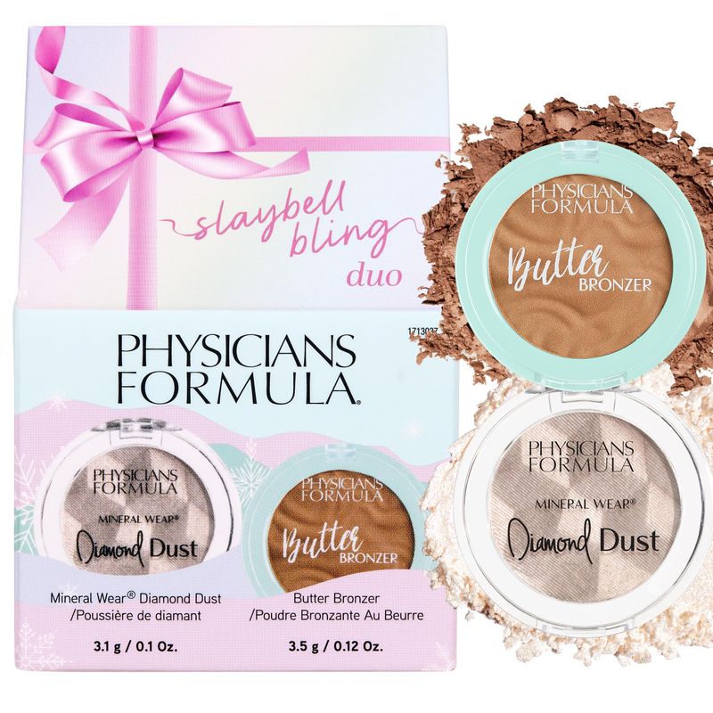 Physicians Formula Slaybell Bling Duo - Butter Bronzer &amp; Diamond Dust Holiday Gift Set, Murumuru Butter Infused for a Radiant Glow, Cruelty Free &amp; Vegan