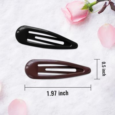 Cptots 20 PCS Metal Snap Hair Clips Water Drop No Slip Hair Barrettes for Women Small Hair Clips For Thick And Thin Fine Hair,Black Beige Gradient Brown,1.97 x 0.5 In.
