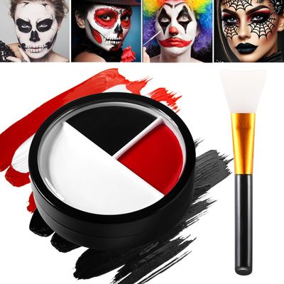 DE&#39;LANCI Black White Red Face Body Paint with Brush, funny Clown Makeup for Halloween Special Effect, Long Lasting Waterproof SFX Makeup Face Painting Kit, Professional Halloween Joker Clown Makeup