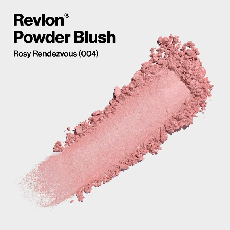 Revlon Powder Blush, Face Makeup Stocking Stuffers for Women, Buildable Color, Lightweight &amp; Smooth Finish, 004 Rosy Rendezvous, 0.17 oz