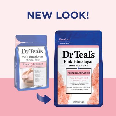 Dr Teal's Epsom Salt Magnesium Soak, Restore &amp; Replenish with Pink Himalayan Mineral, 3 lbs