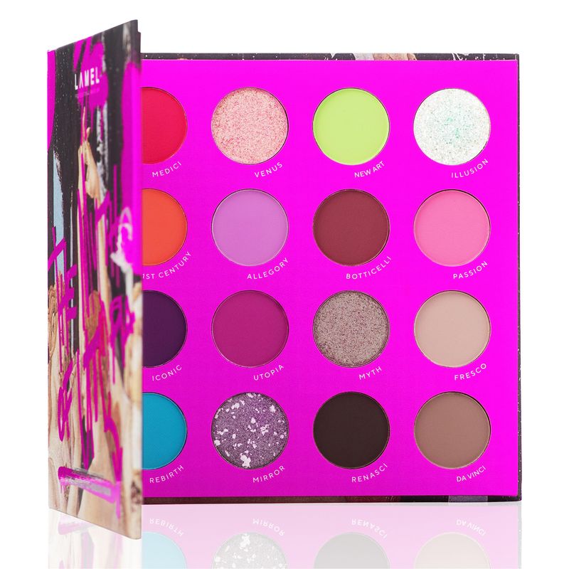 Lamel 16 Colors Highly Pigmented Eyeshadow Palette - Catchy Colors &amp; Shimmers, Vibrant, Long-Lasting Formula with Neon Pigments - The Myth of Utopia, 16gr