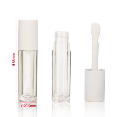 COSIDEA 24 pcs Empty 5ml big brush lip gloss tube White round lipgloss tubes container with big doe foot wand