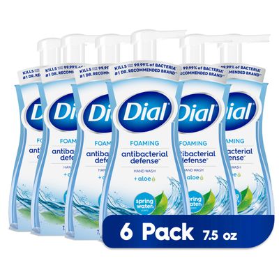 Dial Antibacterial Foaming Hand Wash, Spring Water, 7.5 fl oz (Pack of 6)