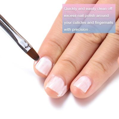 INENK Nail Art Clean Up Brushes,Nail Brushes for Cleaning Polish Mistakes on the Cuticles, Acetone Resistant Nail Brush, Fingernail Cleaning Brushes for Nail Art and Designs (2 Pcs Round&amp;Angled)