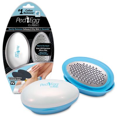 PedEgg Classic Callus Remover, As Seen On TV, New Look, Safely and Painlessly Remove Tough Calluses &amp; Dry Skin to Reveal Smooth Soft Feet, 135 Precision Micro-Blades, Traps Shavings Mess-Free