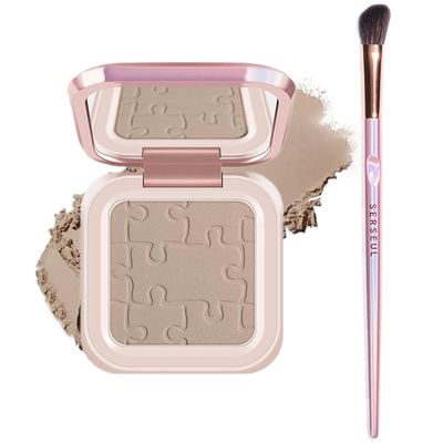 Mysense Single Contour Palette, Face Contour Kit with Mirror &amp; Brush, Silky Smooth Contour Powder Makeup