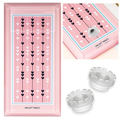 Lyon Lash Glass Lash Tile &amp; 200pcs lash fan cups for Eyelash Extensions | Reusable Lashes Palette 3.2&quot;x6.3&quot;x0.4&quot; for Classic &amp; Volume Lashing | Eyelash Extension Supplies