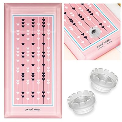 Lyon Lash Glass Lash Tile &amp; 200pcs lash fan cups for Eyelash Extensions | Reusable Lashes Palette 3.2&quot;x6.3&quot;x0.4&quot; for Classic &amp; Volume Lashing | Eyelash Extension Supplies