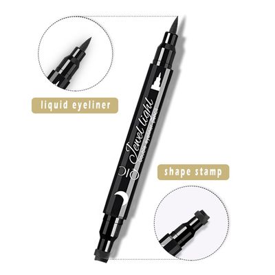 Face Stamp &amp; Eyeliner Set, 4 PCs Black Shape Stamps and Felt Eye Liners, Dual ended 2-in-1 Eye Makeup Pen