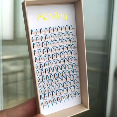 FQNing Glitter Lash Extensions Sky Blue Laser Colored Eyelash Extension Professional Supplies (Light Blue)
