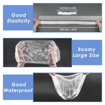 Aquior Shower Cap Disposable, 100 PCS Shower caps Large&Thick Waterproof Clear Plastic Elastic Hair Bath Caps For Women Kids Girls, Hotel and Hair Solon, Travel Spa, Home Use
