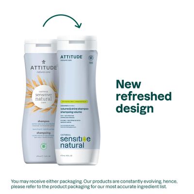 ATTITUDE Hair Shampoo for Sensitive Dry Scalp, EWG Verified, Soothing Oat, For Thin Hair, Naturally Derived Ingredients, Vegan and Plant-Based, Volume and Shine, Unscented, 16 Fl Oz