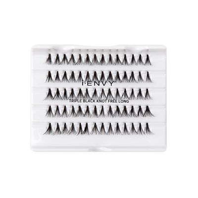 iENVY by KISS Triple Black Knot Free Individual Lash (Long) 3 Pack, 3 Times More Volume