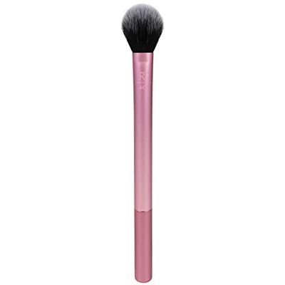 Real Techniques Makeup Setting Brush, For Setting Powder, Loose Powder, &amp; Pressed Powder, Face Makeup Brush, 402 Brush, Sheer Coverage For Highlighter, Synthetic &amp; Cruelty-Free Bristles, 1 Count
