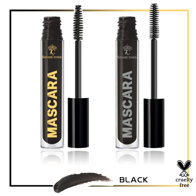 7C SEVENCROWN Mascara Black Waterproof Set Volume and Length | Vegan &amp; Cruelty Free | Holiday Gift for Beauty Lovers