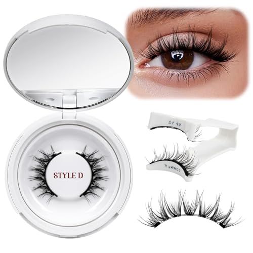 QUEWEL Magnetic Eyelashes Natural Look, 1 Pair Reusable Magnetic Eyelashes with Applicator, No Glue Needed Manga Eyelashes Magnetic Lashes Kit, Easy to Wear and Remove(Magnetic Lashes-D)