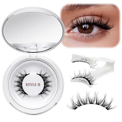QUEWEL Magnetic Eyelashes Natural Look, 1 Pair Reusable Magnetic Eyelashes with Applicator, No Glue Needed Manga Eyelashes Magnetic Lashes Kit, Easy to Wear and Remove(Magnetic Lashes-D)