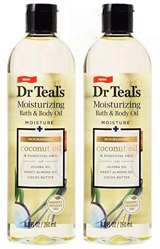 Dr. Teals Coconut Bath &amp; Body Oil Gift Set (2 Pack, 8.8oz Ea.) - Nourishing Coconut Essential Oils Blended with Sweet Almond Oil &amp; Cocoa Butter - Paraben &amp; Phthalate Free - at Home Spa Kit