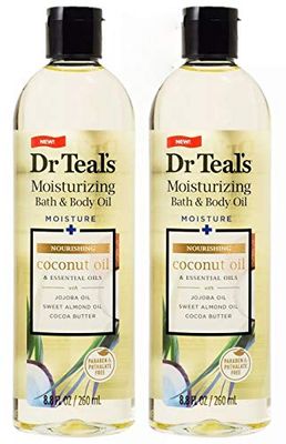 Dr. Teals Coconut Bath &amp; Body Oil Gift Set (2 Pack, 8.8oz Ea.) - Nourishing Coconut Essential Oils Blended with Sweet Almond Oil &amp; Cocoa Butter - Paraben &amp; Phthalate Free - at Home Spa Kit