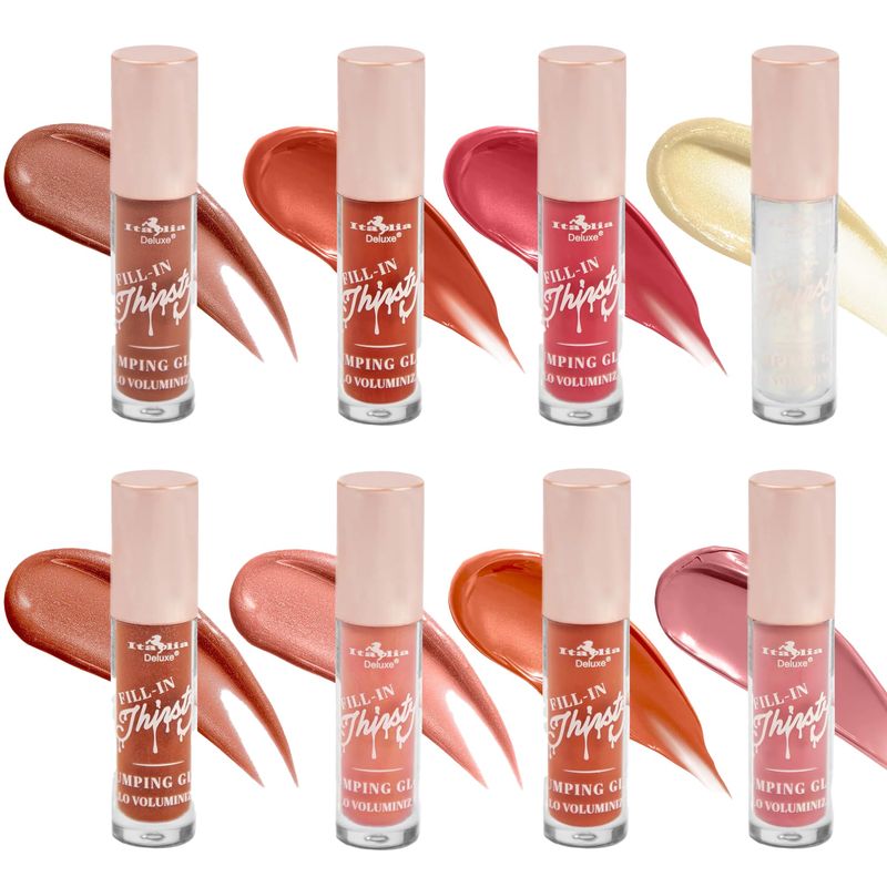 Glam Lux Beauty Bundle Italia Deluxe Fill-In Thirsty Plumping Gloss set of 8 hydrating &amp; shiny fuller lips
