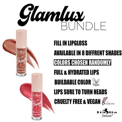 Glam Lux Beauty Bundle Italia Deluxe Fill-In Thirsty Plumping Gloss set of 8 hydrating &amp; shiny fuller lips