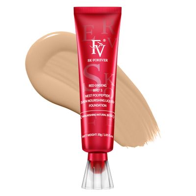 FV Dewy Foundation, Hydrating Formula &amp; Medium Coverage, Waterproof, Long Lasting, Lightweight Liquid Foundation, Ideal For DryCombination Skin, 30g, Nourishing Beige