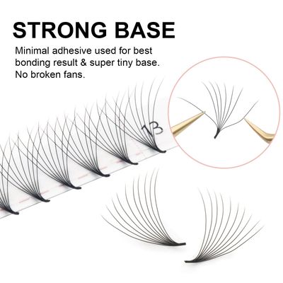 COZBIRD Premade Fans Eyelash Extensions 320 Fans 6D Volume 0.07mm C curl 12mm Pointy Base Sharp Narrow Stem Pre Fanned Lashes Fluffy Matte Black Soft