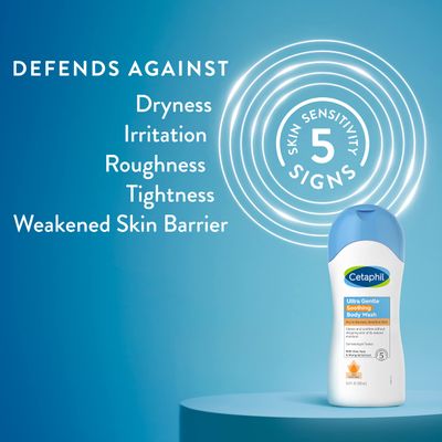 Cetaphil Ultra Gentle Refreshing Body Wash, For Dry to Normal, Sensitive Skin, 16.9oz, with Aloe Vera, Calendula, Vitamin B5, Hypoallergenic, Fragrance Free, Dermatologist Tested