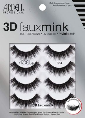 Ardell 3D Faux Mink Lashes 854 - Lightweight False Eyelashes with Invisiband, Dramatic Volume and Flare, 4-Pair, 1-Pack