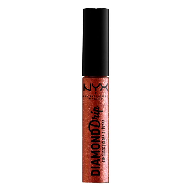 NYX PROFESSIONAL MAKEUP Diamond Drip Lip Gloss - Spark Of Magic, Sheer Orange Base With Pink Glitter Shift