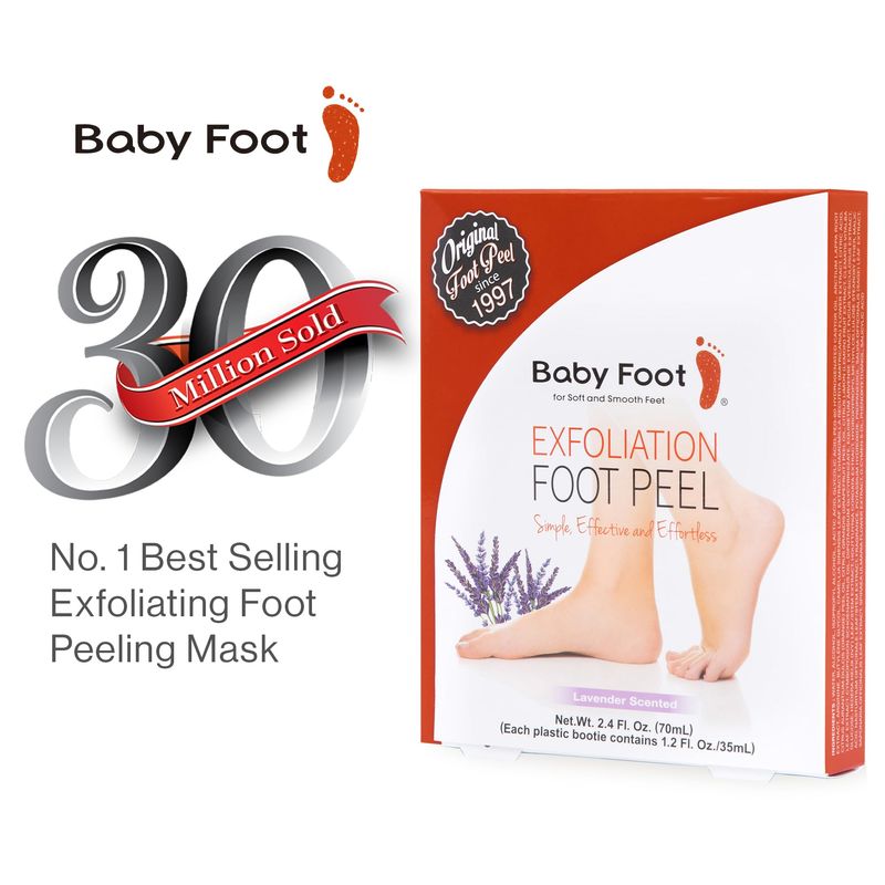 Baby Foot Original Exfoliation Foot Peel - Callus Remover for Rough Cracked, Dry Feet, Dead Skin Removal - Foot Peeling Mask for Baby Soft Feet - Spa Experience at Home &amp; Gift Ideas - Lavender Scented
