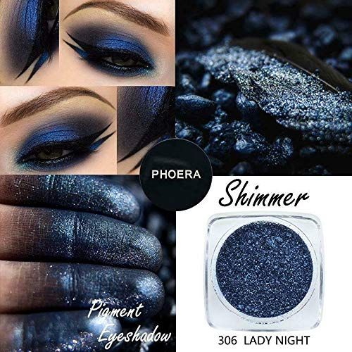 Phoera Pigment Eyeshadow Palette Metallic Shimmer Glitter Loose Powder Eye Shadow Makeup (306 LADY NIGHT)