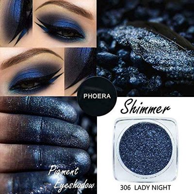Phoera Pigment Eyeshadow Palette Metallic Shimmer Glitter Loose Powder Eye Shadow Makeup (306 LADY NIGHT)