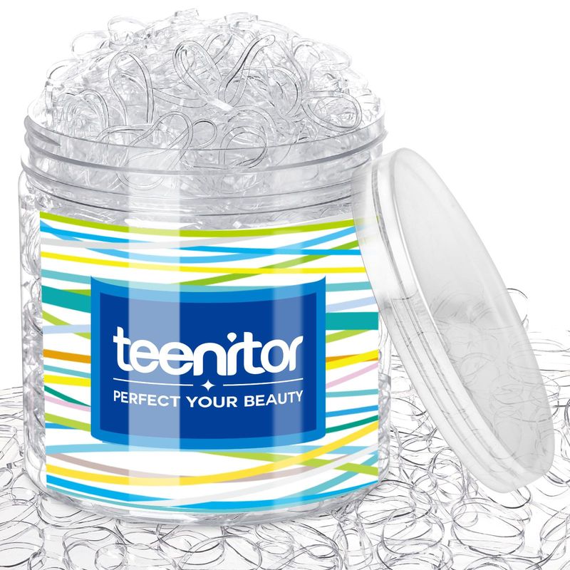 Teenitor Clear Elastic Hair Bands, 2000pcs Mini Hair Rubber Bands, Hair Ties, Soft Hair Elastics Ties, 2mm in Width and 30mm in Length