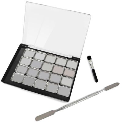 Caliee Makeup Palette Set with 20Pcs 19mm Square Metal Pot Spatula &amp; Eyeshadow Brush Tool Makeup Travel Magnetic Pallets for Girls Empty Magnetic Makeup Palette for Lipstick Blush Powder Eyeshadow